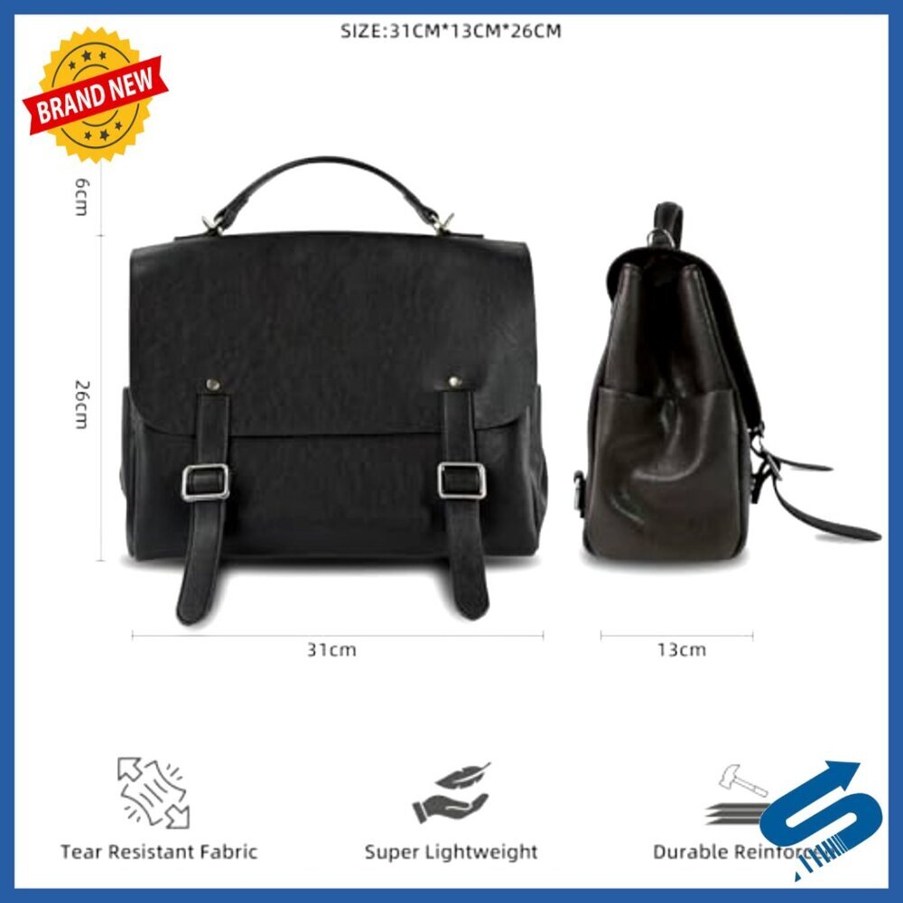 Convertible Leather Backpack Tote Multifunctional Work Bag Chic Minimal - Picture 3 of 7